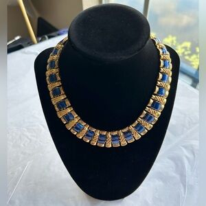 Vintage navy and gold choker necklace